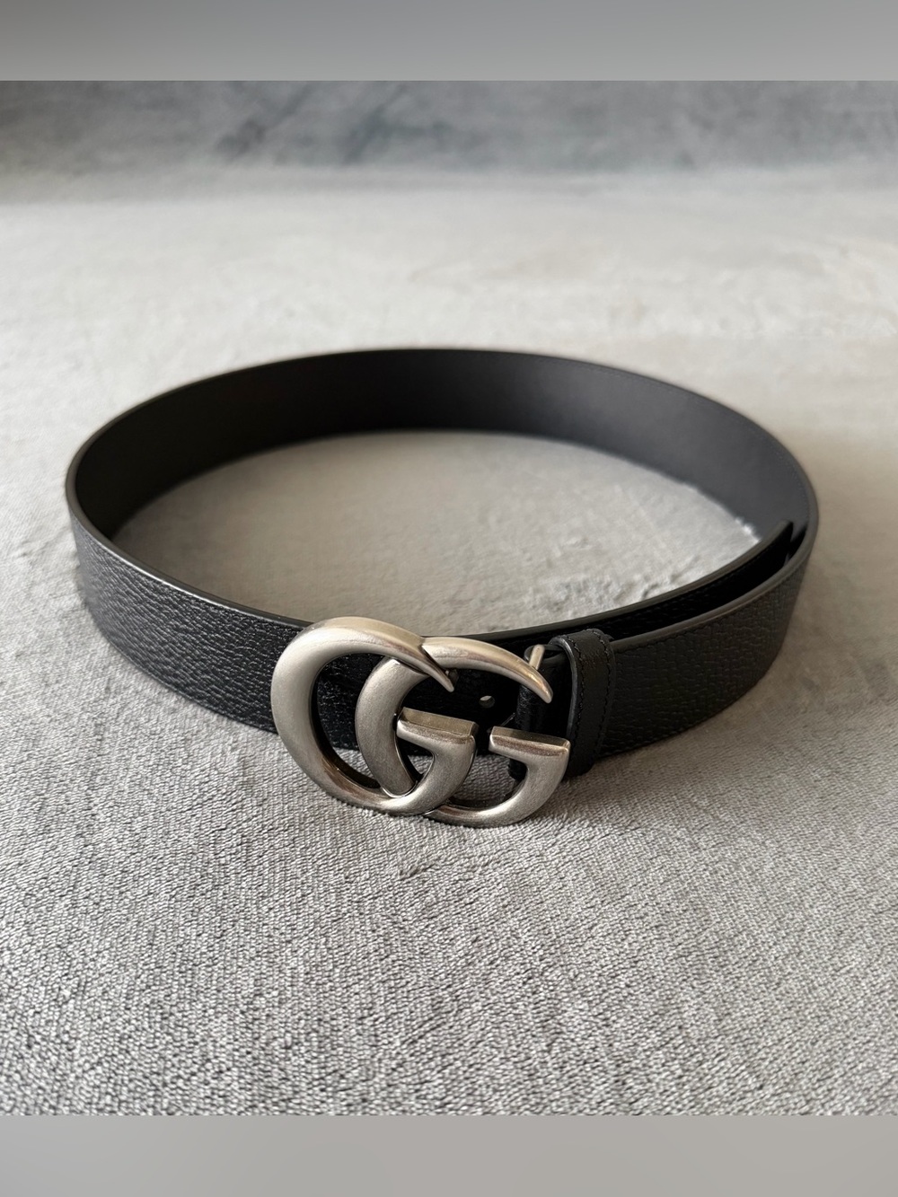 Gucci Double G Buckle Black Leather Men's Belt Size 85/34 - Picture 3 of 9